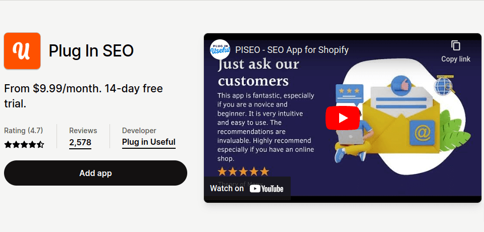 Plug In SEO Shopify app