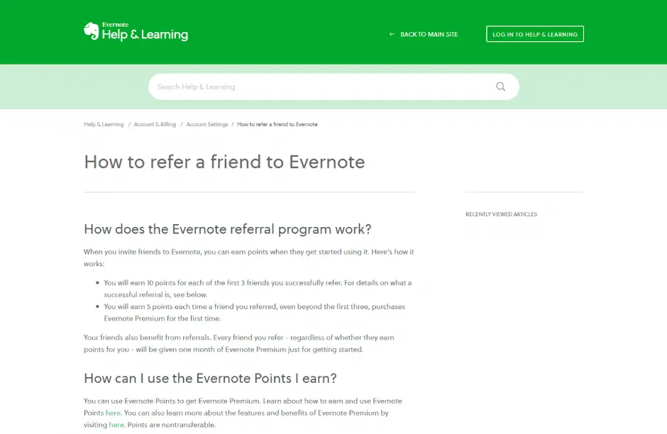 Evernote referral campaign