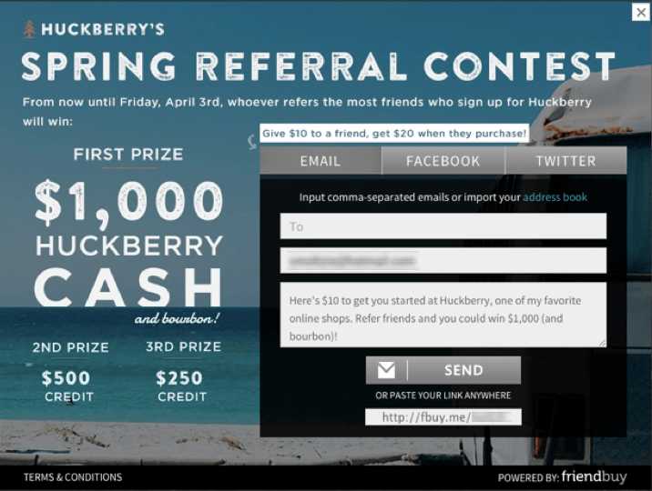 Huckberrys referral contest